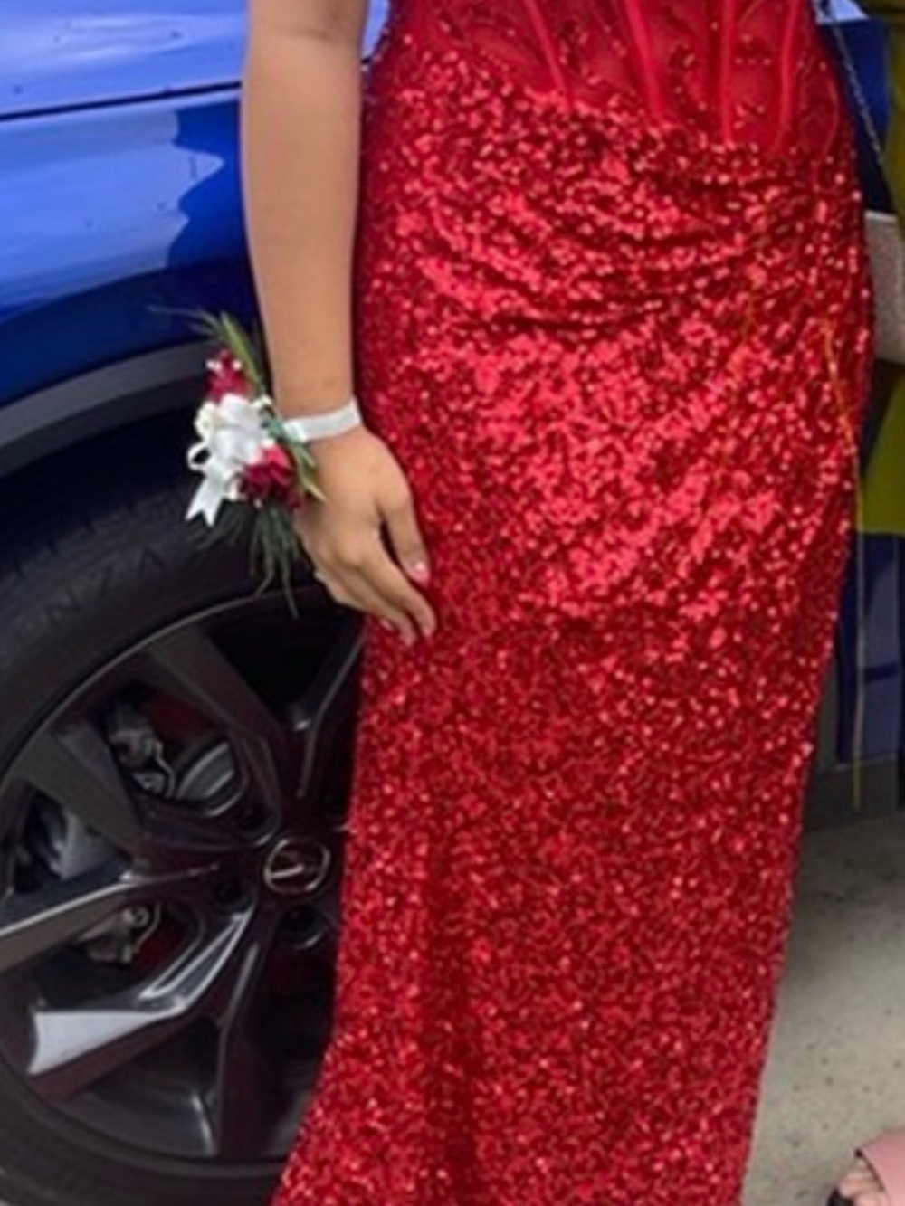 Red Sequin Evening Gown - Women Dresses